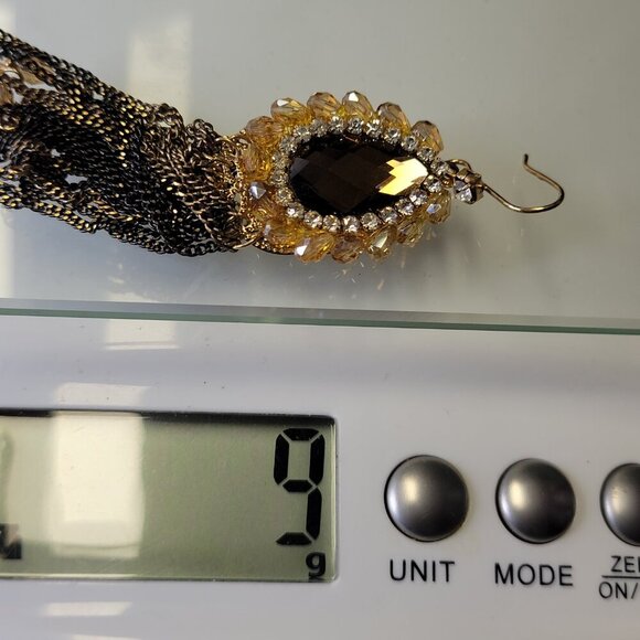 Gold and Black Long Tassel Earrings - Picture 9 of 9